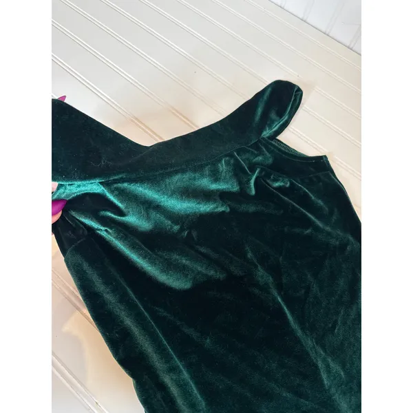 Urban Outfitters Velour Emerald Green Mini Drees Stretchy Quiet Luxury Soft Sz M - Image 4
