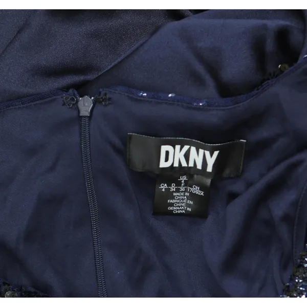 DKNY Womens Sequin Embellished Blouson-Sleeve Gown ED4EZA01 Spring Navy 4 - Image 4