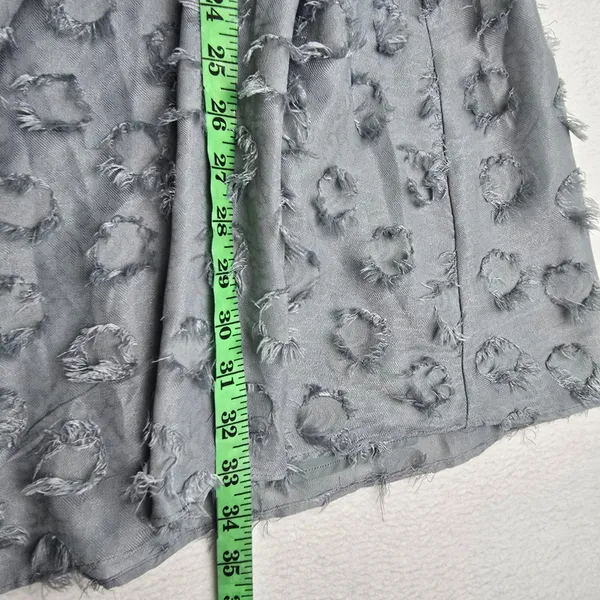 Zara Textured Fringe Circle Applique Babydoll Mini Dress‎ Dusty Blue Small - Image 10