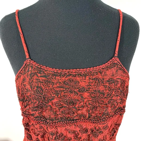 Vintage Step In Style Red & Black Embroidered Dress - Image 5