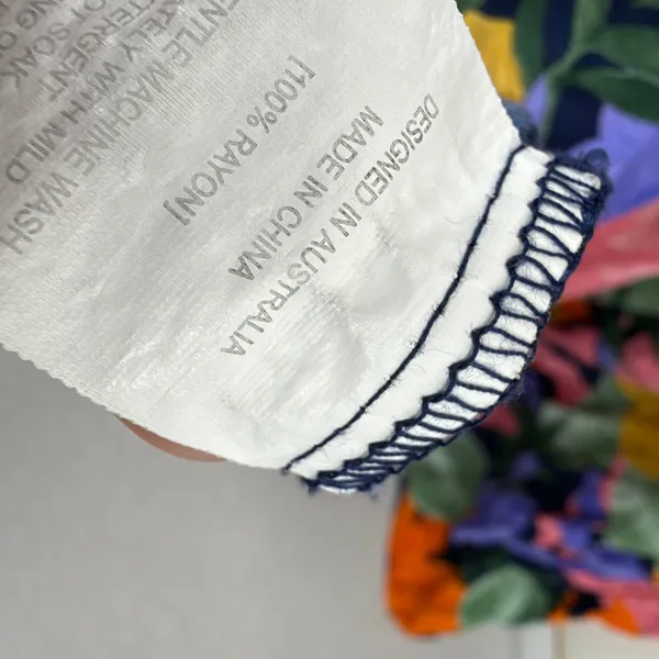 Abel the Label Dress Womens Small Blue Tropical Floral High Low Leonard Smocked - Image 8