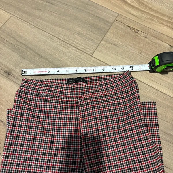 Urban Outfitters Plaid Stretch Crop Kick Flare Pants‎ red black Sz 0 - Image 7