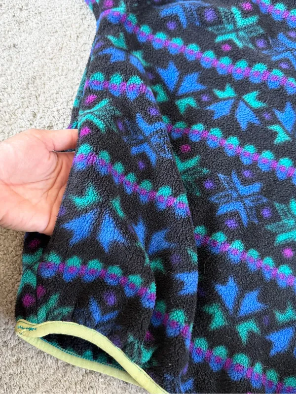 L.L. Bean Women’s Vintage 90s Southwest Aztec Navajo Fleece Pullover Snap-T M - Image 7