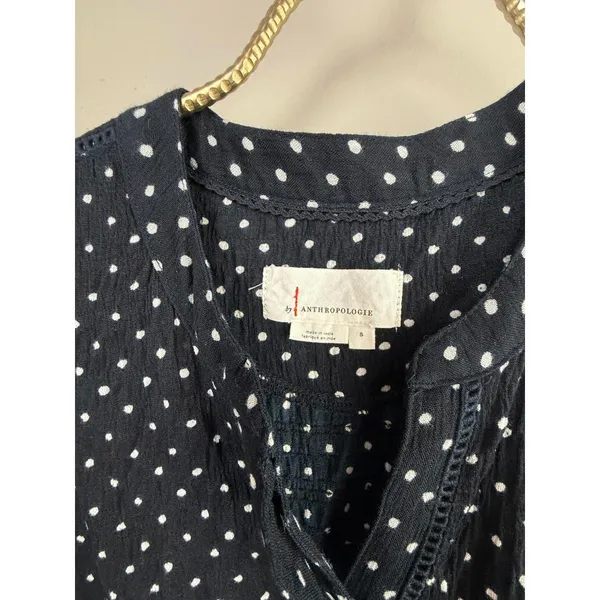 Anthropologie Black Polka Dot Sleeveless Tiered Tunic Top - Size - Small - Image 4