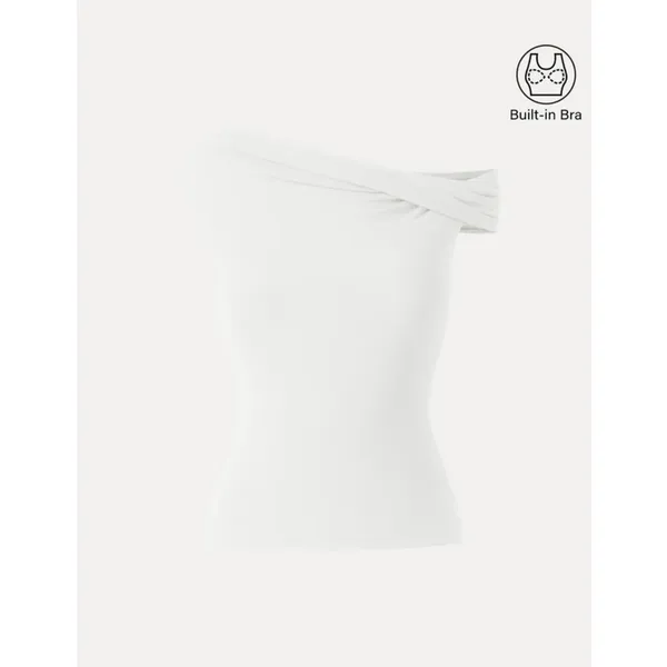 New OGL Women's Size Small White One Shoulder Skin Kiss Blouse Top - Image 3