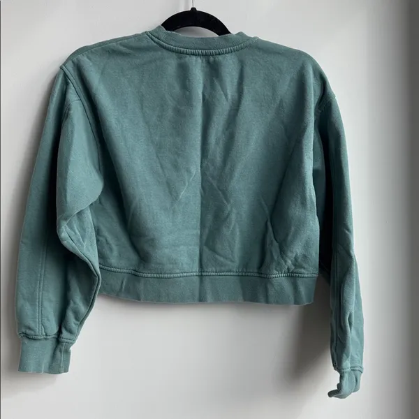 Zara Green Cropped Sweatshirt Size S - Image 4
