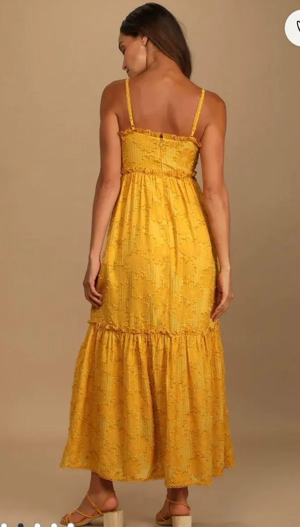 Yellow Tiered Floral Maxi Dress - Image 11