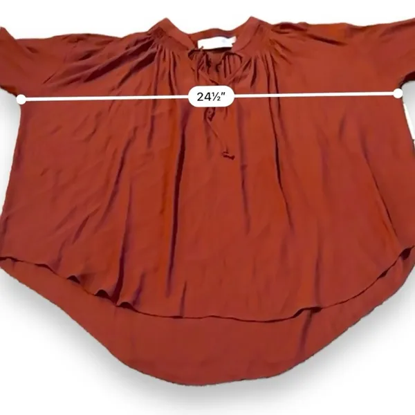 Astr The Label Rust Red Orange Long Sleeve V Neck Tie Blouse Sz S NEW‎ - Image 8