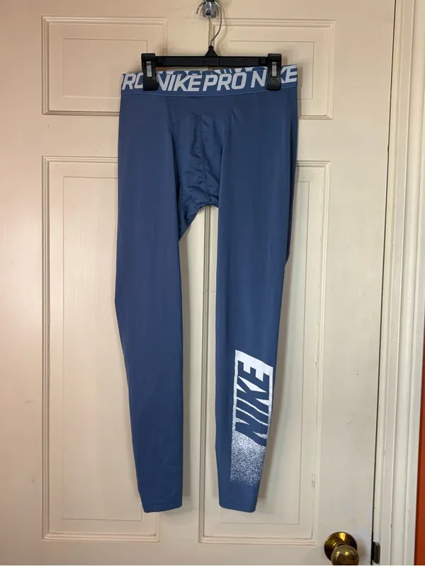 Nike Pro Leggings Women’s Medium Blue Dri-Fit Compression Athletic Pants GymWear - Image 9