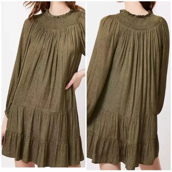 LOFT Smocked Yoke Swing Dress Size M - Image 2