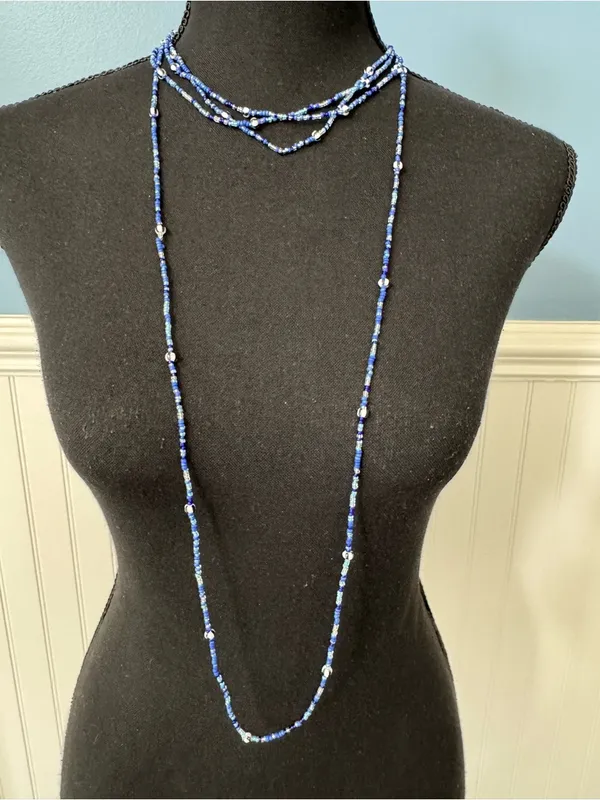 NWT FREE PEOPLE Summer Dive Necklace Blue Bead Layered 🌊🏝️ - Image 5