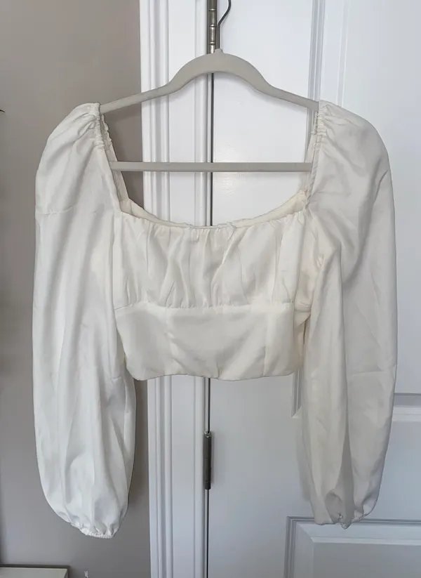 Princess Polly White Long Sleeve Crop Top - Image 2
