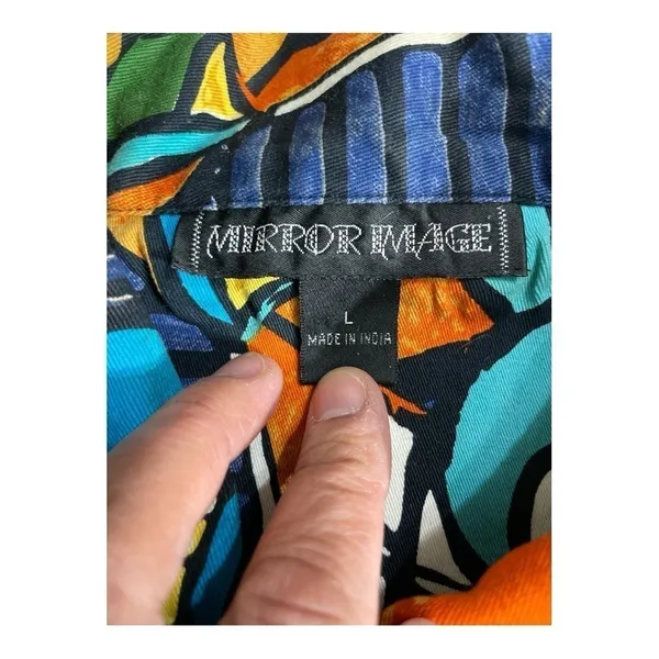 VTG Mirror Image Wearable Art Fitted Button Front Colorful Abstract Jacket - L - Image 9