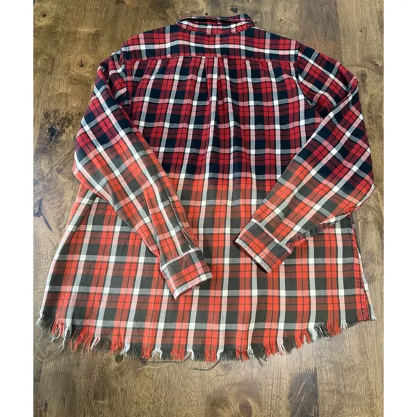 EUC Womens BKE Buckle Shirt Plaid Raw Edge Hem Boho Long Sleeve Button Up size M - Image 2