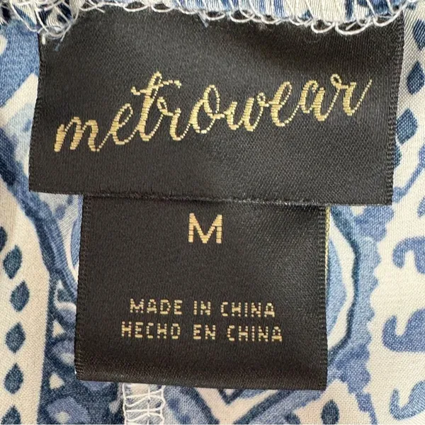 Metrowear Satin Mosaic Print Midi Skirt Blue White‎ Medium - Image 9