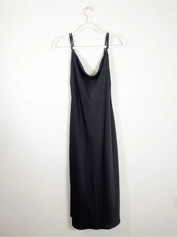 NWT PETITE Abercrombie Cowl Neck Slip Maxi Dress Black Large - Image 2