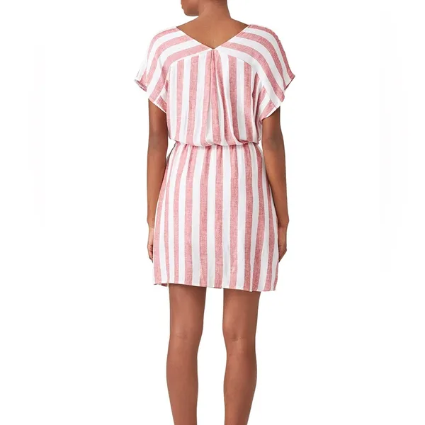 Rails Ren Drawstring Waist Mini Dress Seville Pink White Strip Sz‎ Small Linen - Image 6