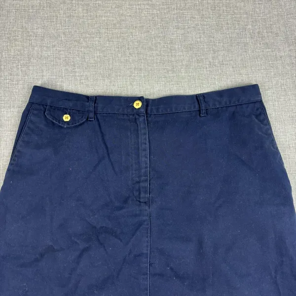 Lauren Ralph Lauren Skirt Womens 12 Blue Cotton Twill Knee Length Pockets‎ Zip - Image 4
