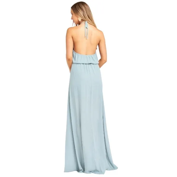 Show Me Your Mumu Bridesmaid Heather Halter‎ Dress in Silver Sage Crisp Size XXL - Image 3