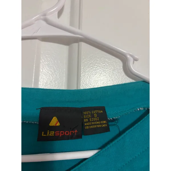 Lizsport Sweatshirt Vintage 90s Teal Exposed Seam Boat Neck‎ Small - Image 4