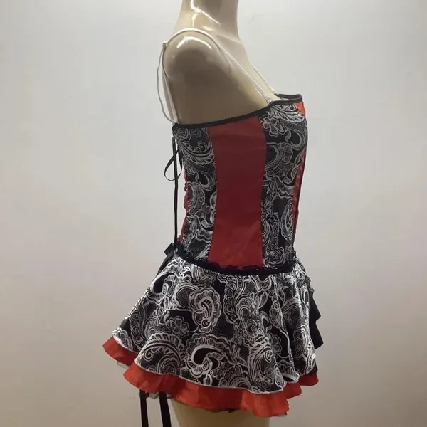 This Seductive Size Medium Red Burlesque Dress With Removable Straps. - Image 3