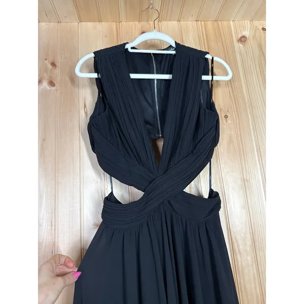 NWT Lulus Vivid Imagination Black Cutout Maxi Dress Wedding Bridesmaid Size M - Image 4