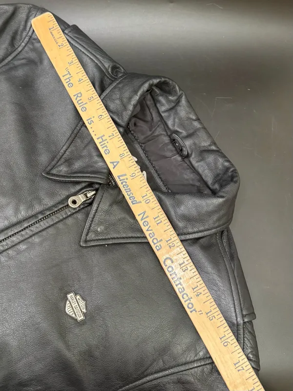 Vintage HARLEY DAVIDSON Black Leather Ruched Motorcycle Jacket Women’s Size L - Image 13
