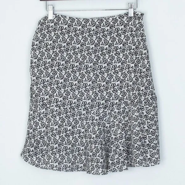 ALC Frank Womens Farrow Silk Floral Flounce Skirt Size 2 Black‎ White Feminine Fairy - Image 8