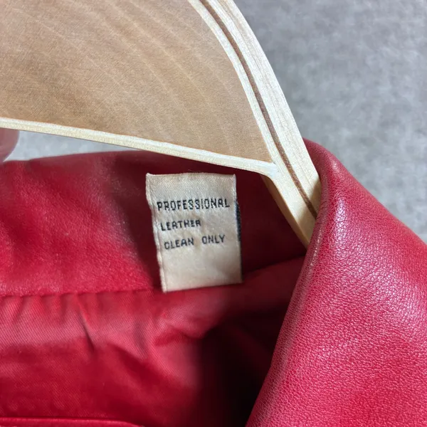 EVAN‎ DAVIES Red Leather Jacket Womens 12 Zip Up Collared Blazer Style Retro VTG - Image 8