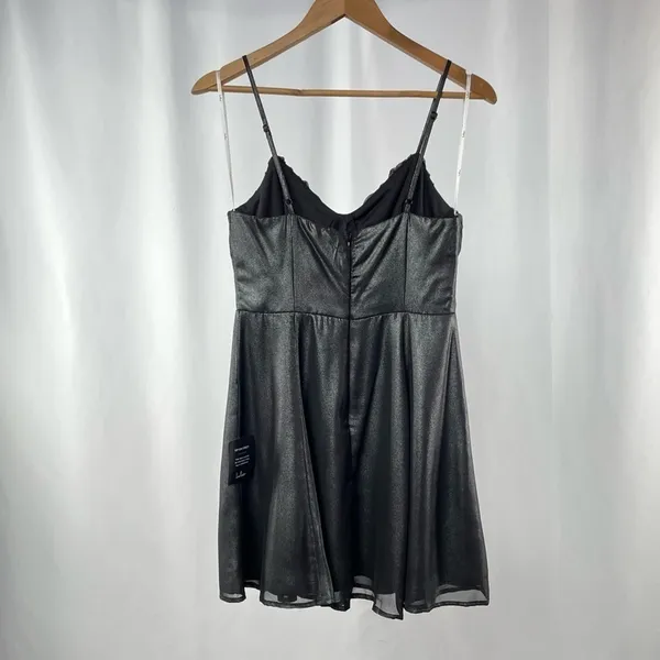 NWT Lulus Catch a Glint Metallic Bustier‎ Mini Skater Dress in Black Size Medium - Image 8