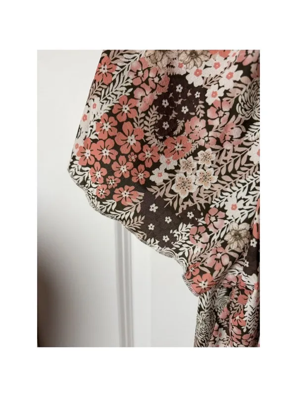 SimpleFun Floral Blouse L Brown Pink Size L - Image 4