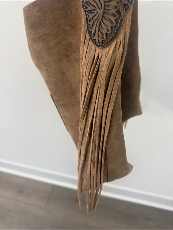 Wrangler Tan Suede Fringe Shoulder Bag - Image 4