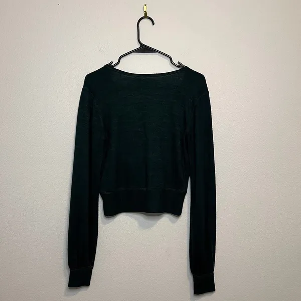 Abercrombie & Fitch Tie Front Sweater‎ Top Long Sleeve Green Soft A&F Cozy Small - Image 5