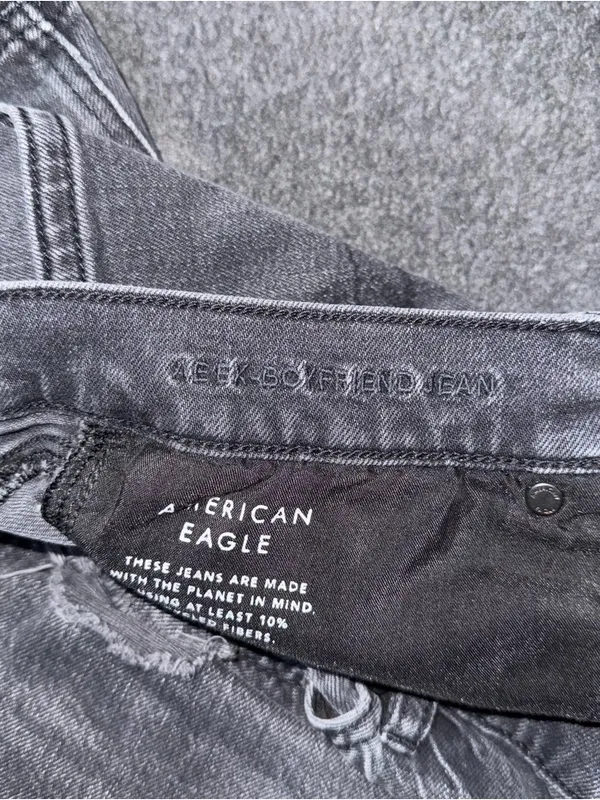 American Eagle Womens AE Ex Boyfriend Jeans Size 8 Short Black Gray Baggy Loose - Image 8