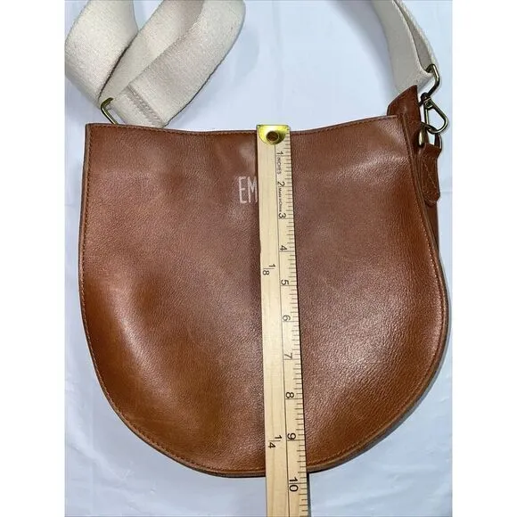 VTG Madewell The Transport Crossbody Saddle Bag Brown‎ Leather Adjustable Strap - Image 9