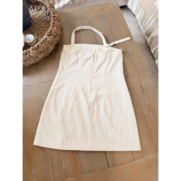 Abercrombie & Fitch Halter Mini Dress Women Cream Large Tall - Image 2
