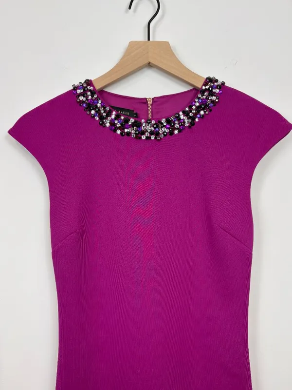 🌟Ted Baker🌟 Elenna Rhinestone Collar Sleeveless Sheath Knit Dress Pink Sz 1 S - Image 4
