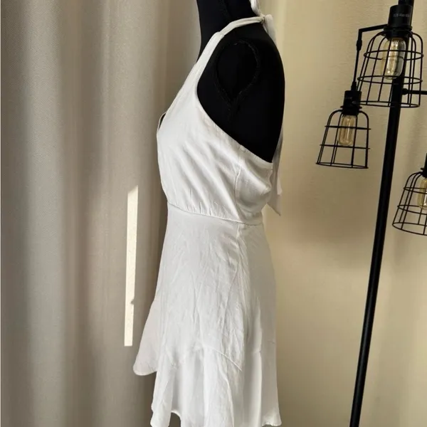 Altar’d State White Halter Mini Dress S Backless Summer Bridal Boho - Image 5