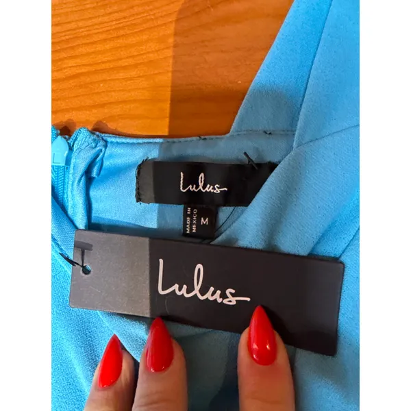 NWT Lulus Always Beautiful Teal Blue Sleeveless Tulip Midi Dress Gala Banquet M - Image 5