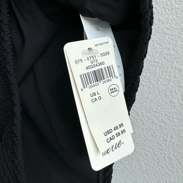 NWT Aerie Size Large Crinkle Cheeky Coverage One Piece Swimsuit Black Scoop Back - Image 4