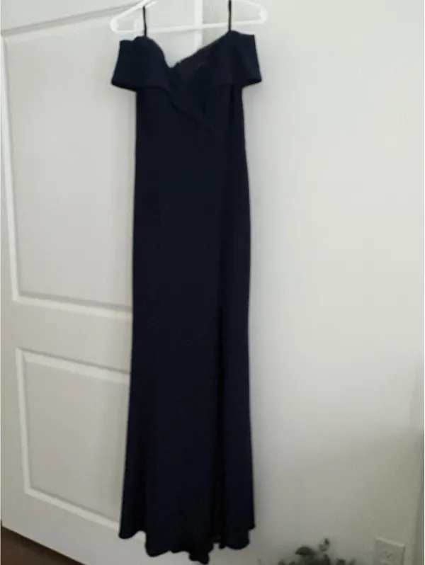 Aqua Dresses Navy Blue Off-Shoulder Evening Gown Size 6 - Image 3