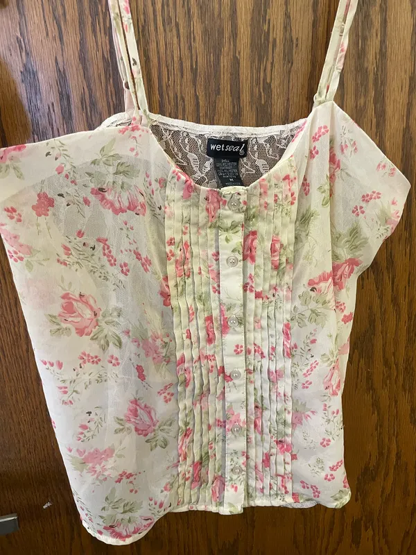Wet Seal Floral Sheer Lace Tank Boho Hippie Beach Summer M - Image 7