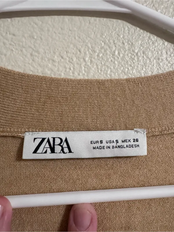 Zara Camel V-Neck Button Cardigan - Image 2