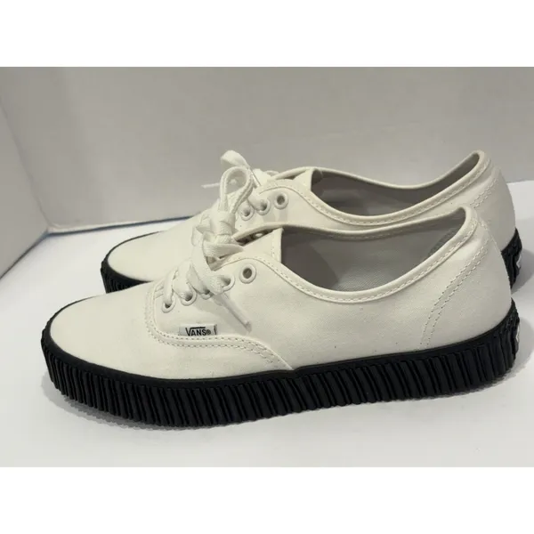 Vans Authentic Creeper White Canvas Black Sole Sneakers Women’s 8.5 Men’s 7 - Image 4