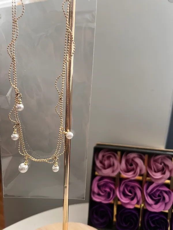 Gold Plated Pearl Necklace - Image 4