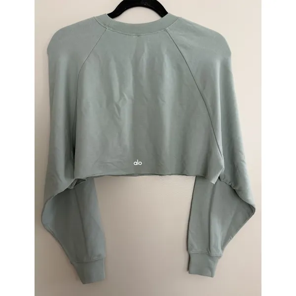 Alo Yoga Double Take Pullover Sweatshirt Green Women's Size XS - Image 2