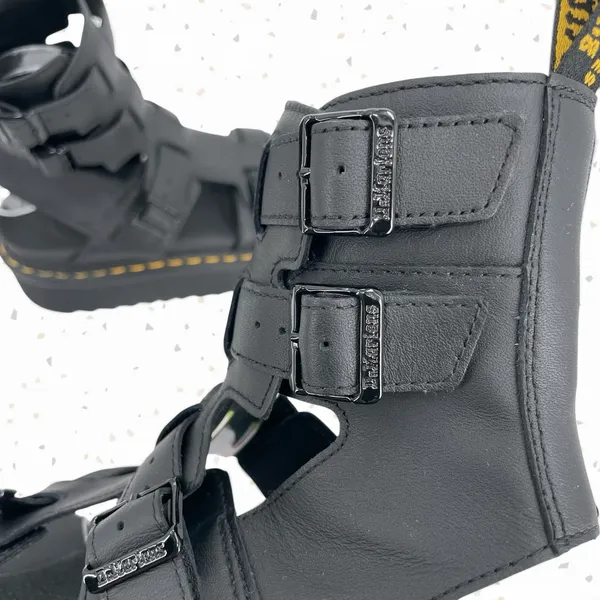 Dr. Martens Giavanna Black Leather Platform Sandals Buckles Gladiator Fit Size 9 - Image 10