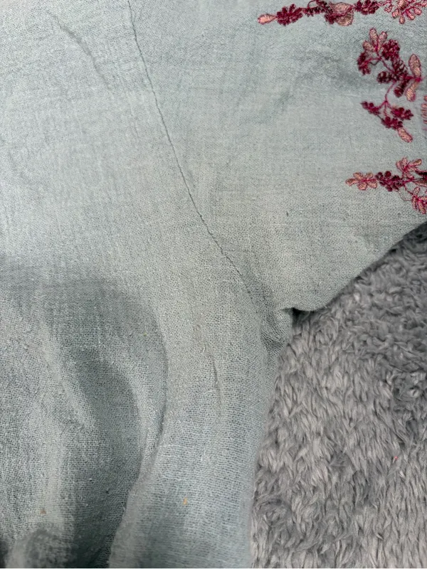 Free people Light Blue Embroidered Boho Top - Floral Accent large - Image 10