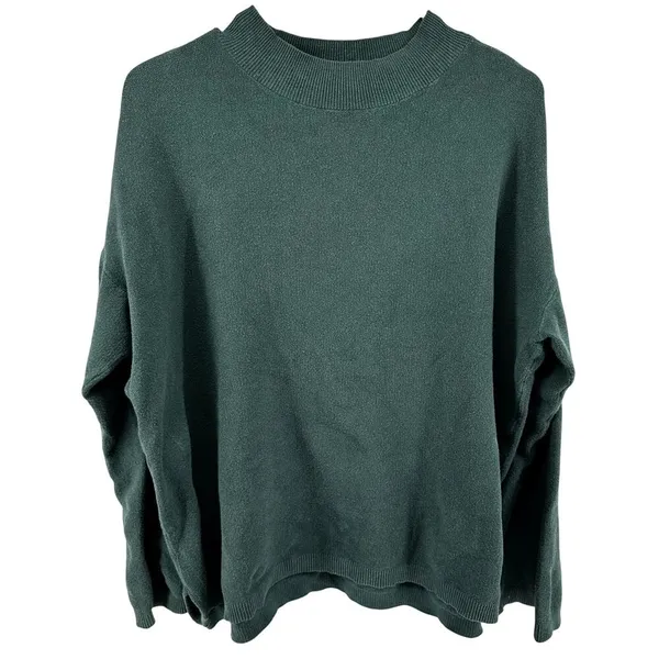 Free People Beach Around Town Sweater Trumpet Sleeve Mock Oversized Jaded M - Image 2