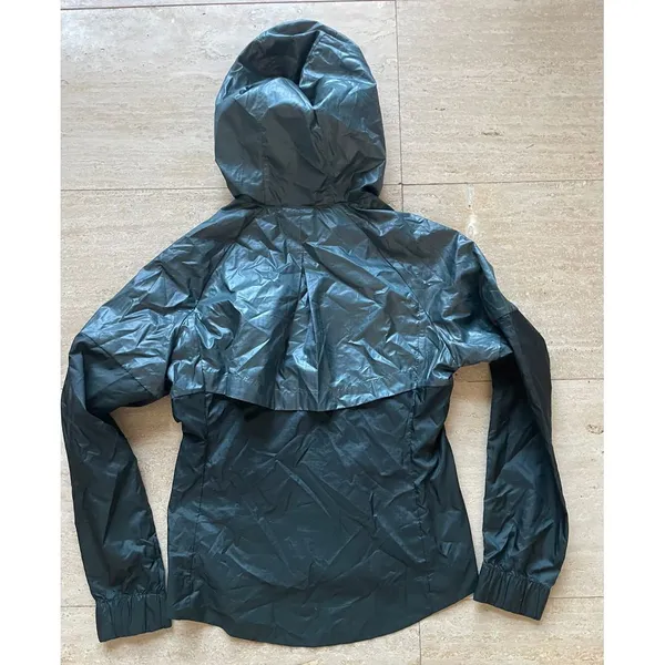 Nike women Lightweight Windbreaker Running hooded Jacket Grey Athletic Zip-Up XS - Image 5
